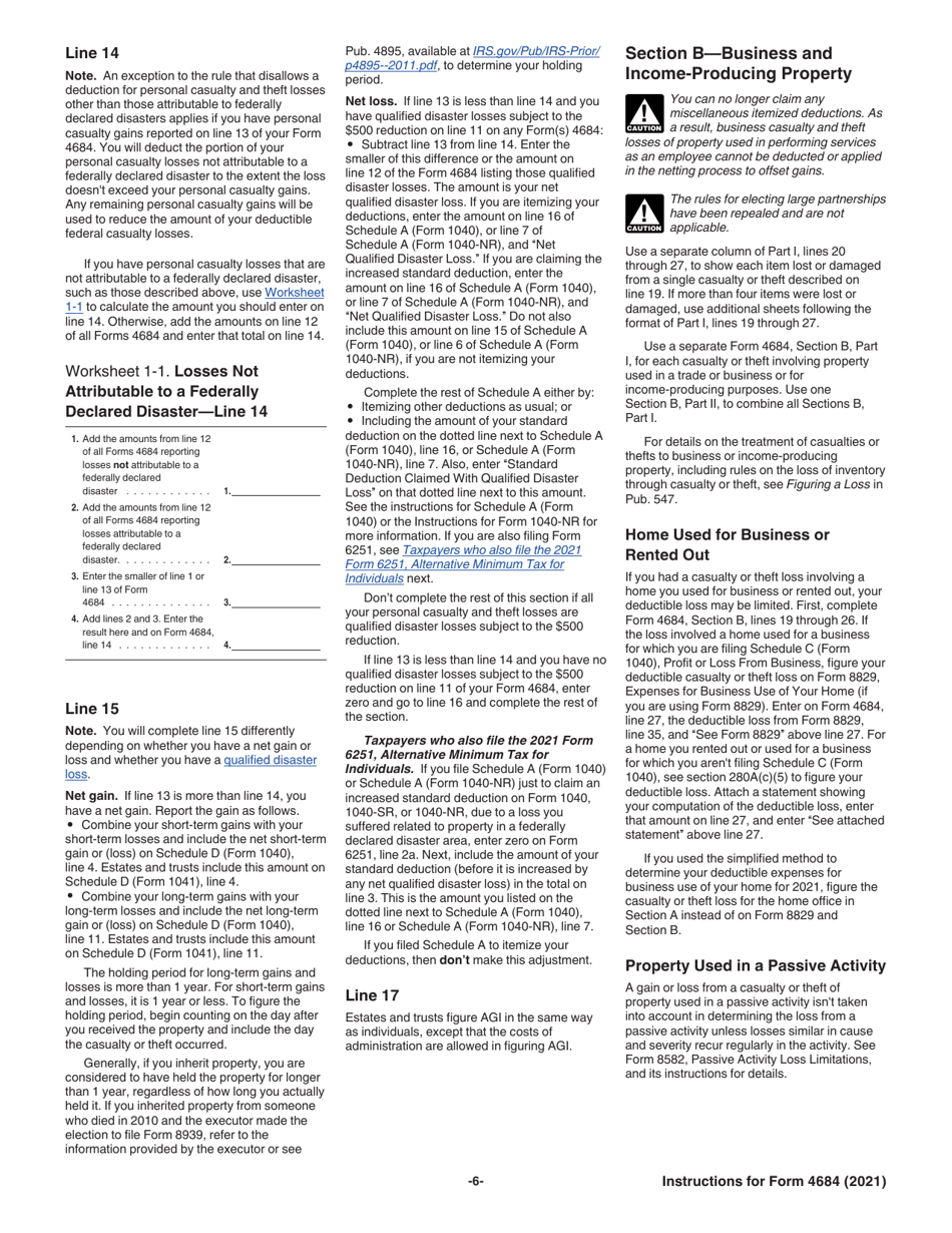 Instructions for IRS Form 4684 Casualties and Thefts, Page 6
