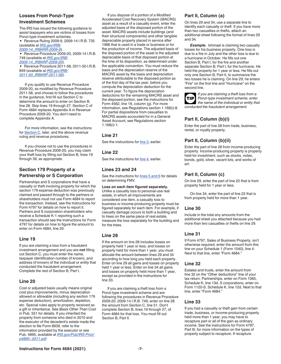 Instructions for IRS Form 4684 Casualties and Thefts, Page 7