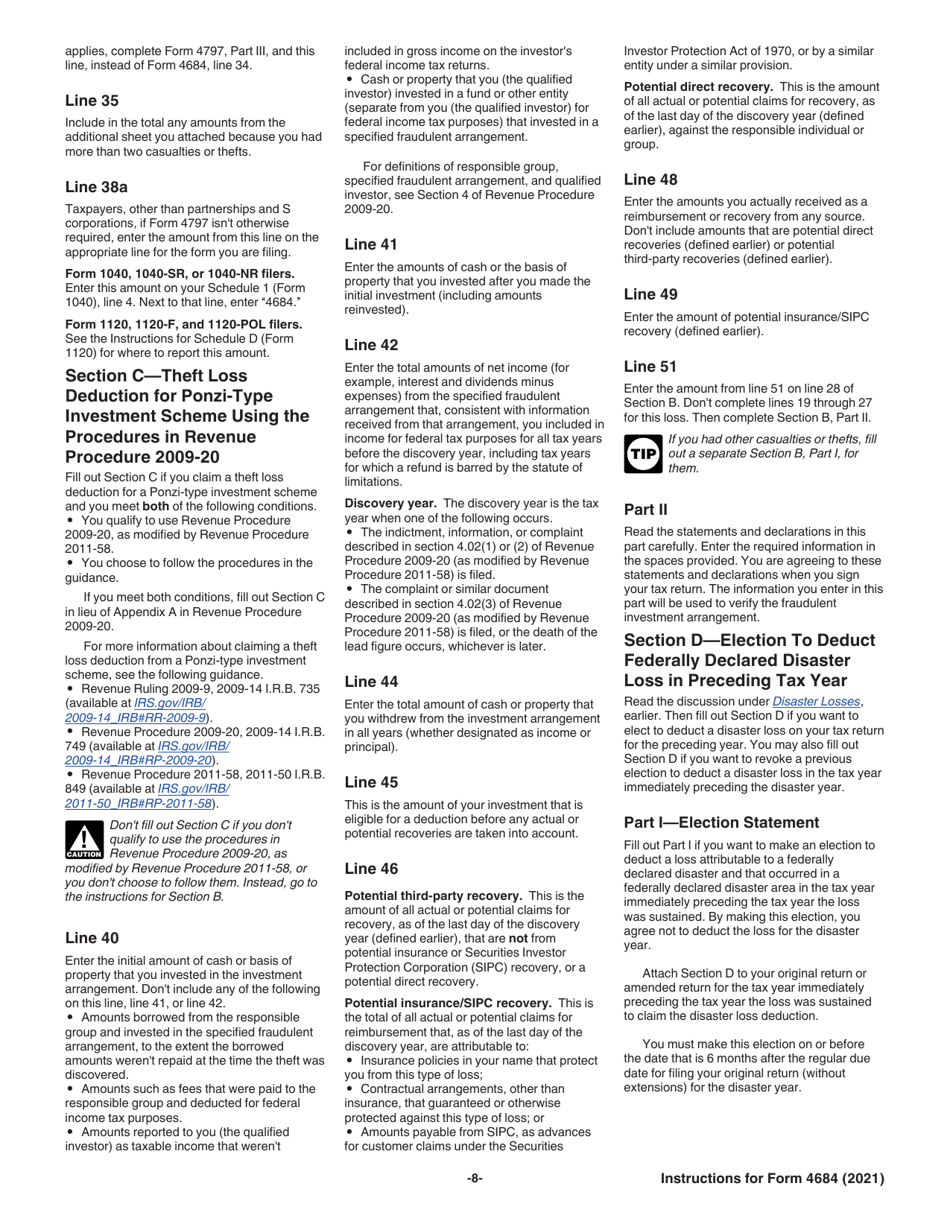 Instructions for IRS Form 4684 Casualties and Thefts, Page 8