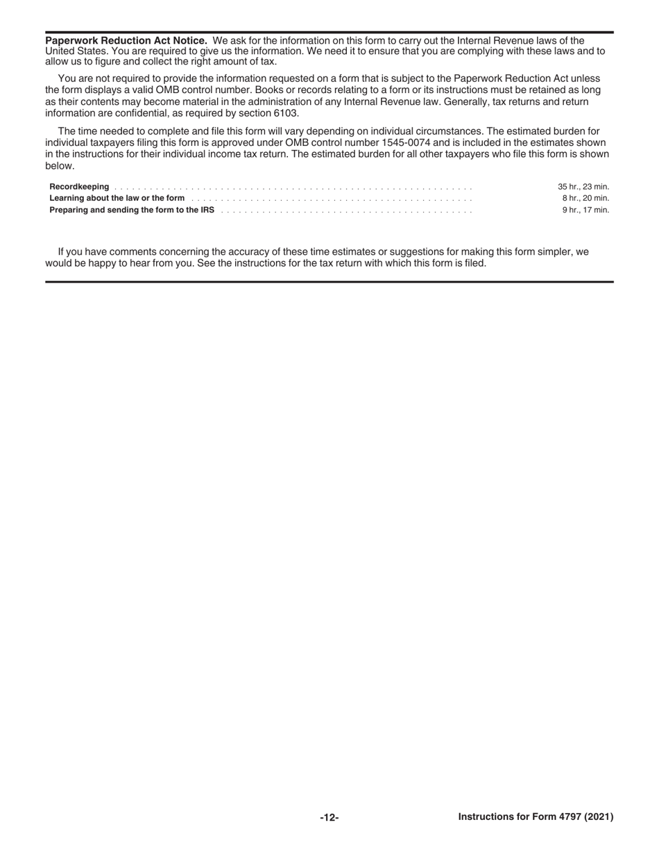 Instructions For Irs Form 4797