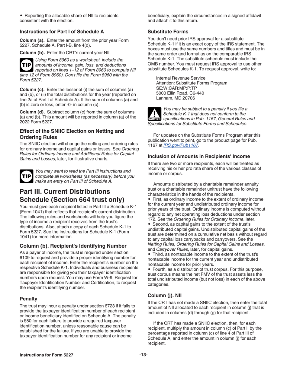 Instructions for IRS Form 5227 Split-Interest Trust Information Return, Page 13