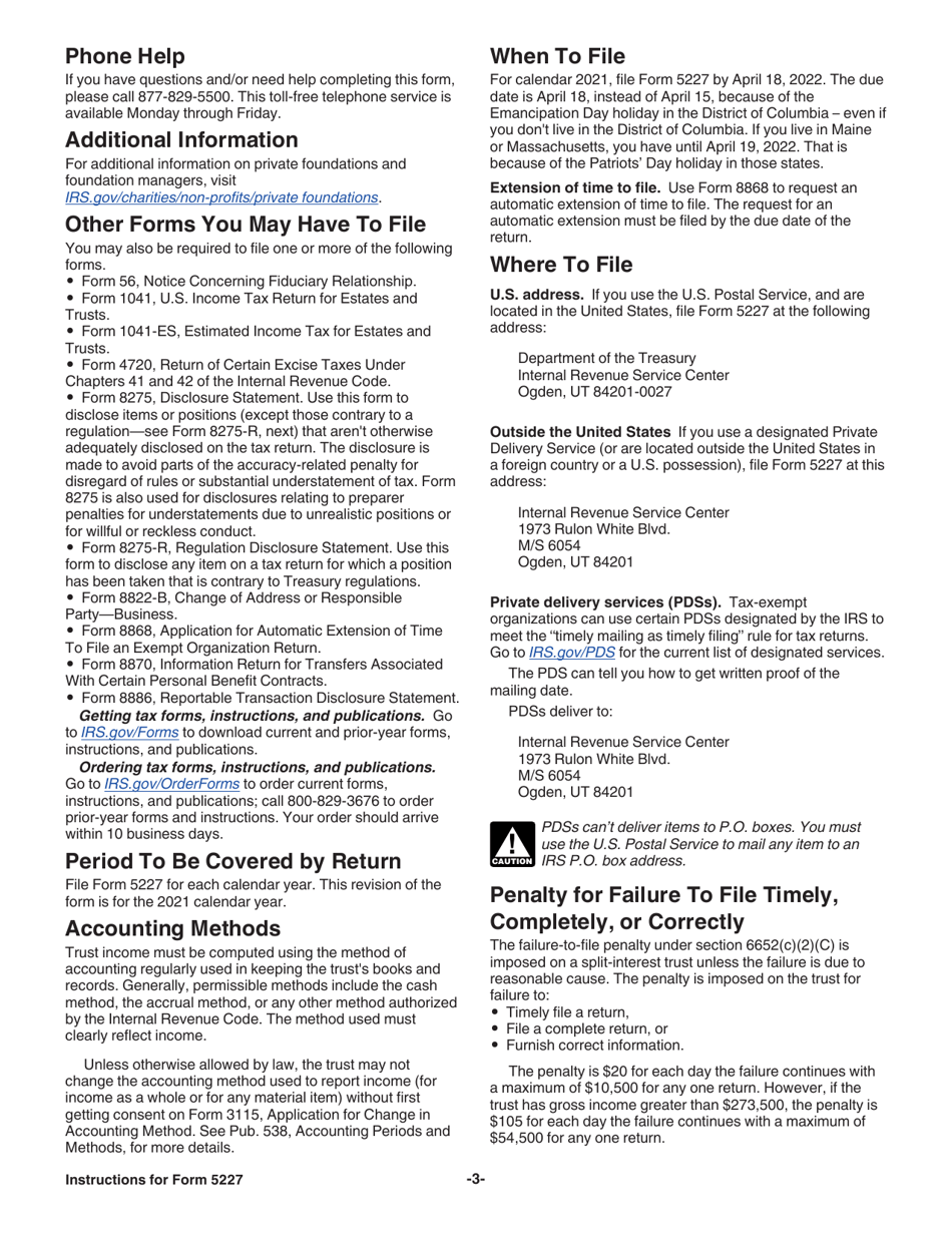 Instructions for IRS Form 5227 Split-Interest Trust Information Return, Page 3