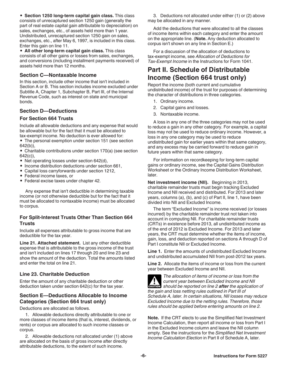 Instructions for IRS Form 5227 Split-Interest Trust Information Return, Page 6