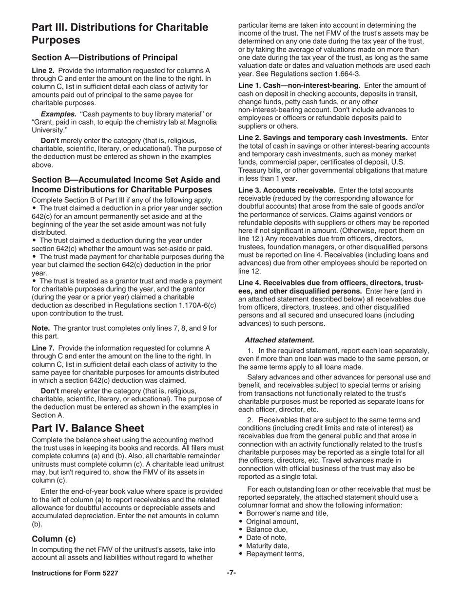 Instructions for IRS Form 5227 Split-Interest Trust Information Return, Page 7
