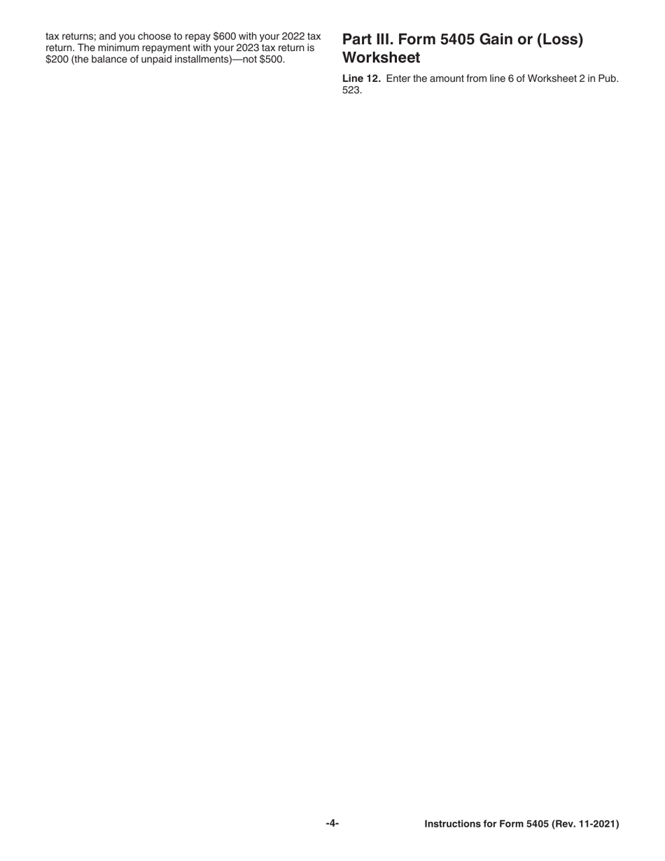 Instructions for IRS Form 5405 Repayment of the First-Time Homebuyer Credit, Page 4