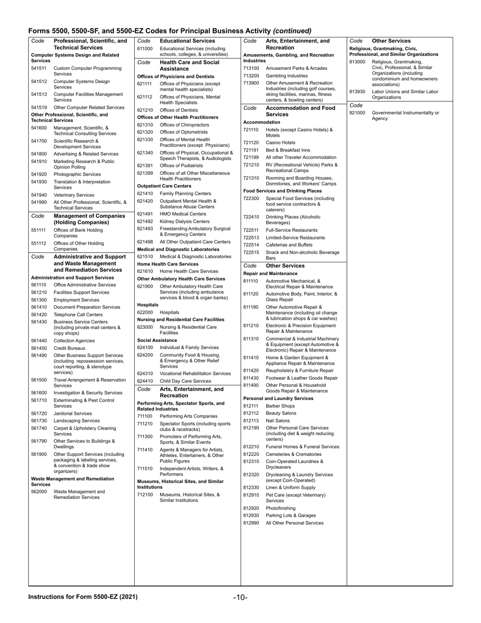 Instructions for IRS Form 5500-EZ Annual Return of a One-Participant (Owners / Partners and Their Spouses) Retirement Plan or a Foreign Plan, Page 10