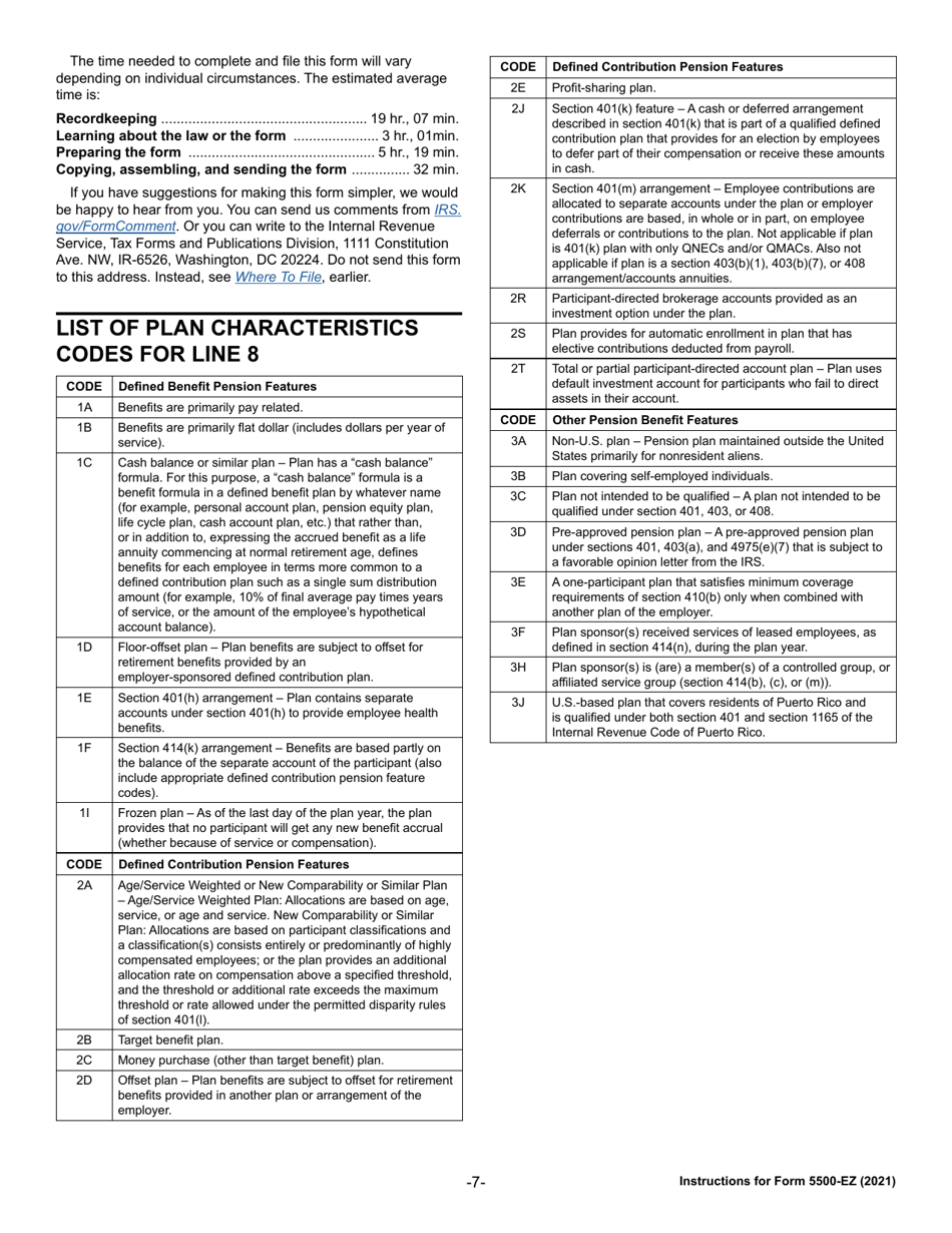 Instructions for IRS Form 5500-EZ Annual Return of a One-Participant (Owners / Partners and Their Spouses) Retirement Plan or a Foreign Plan, Page 7