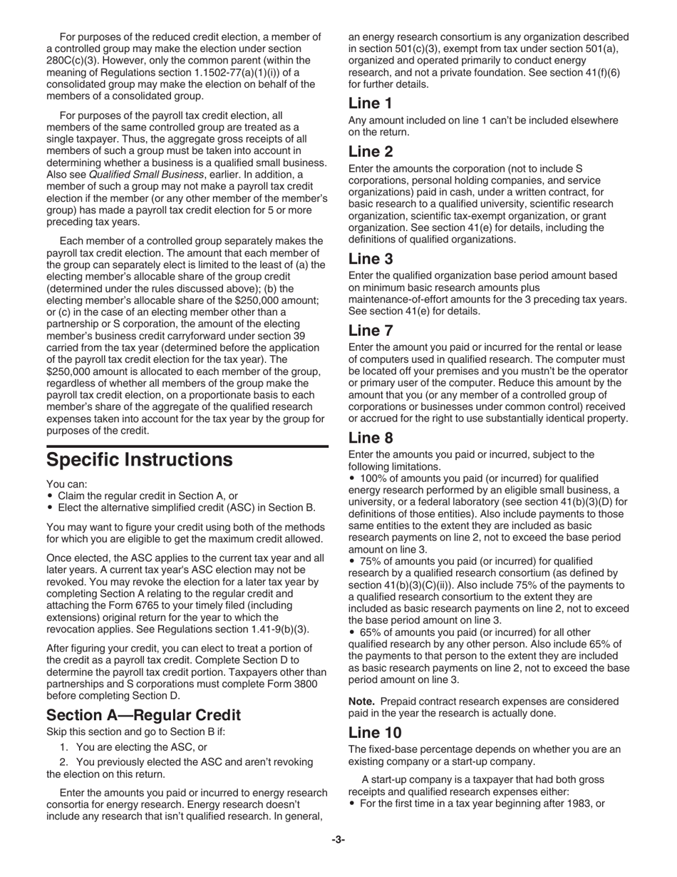 Instructions for IRS Form 6765 Credit for Increasing Research Activities, Page 3