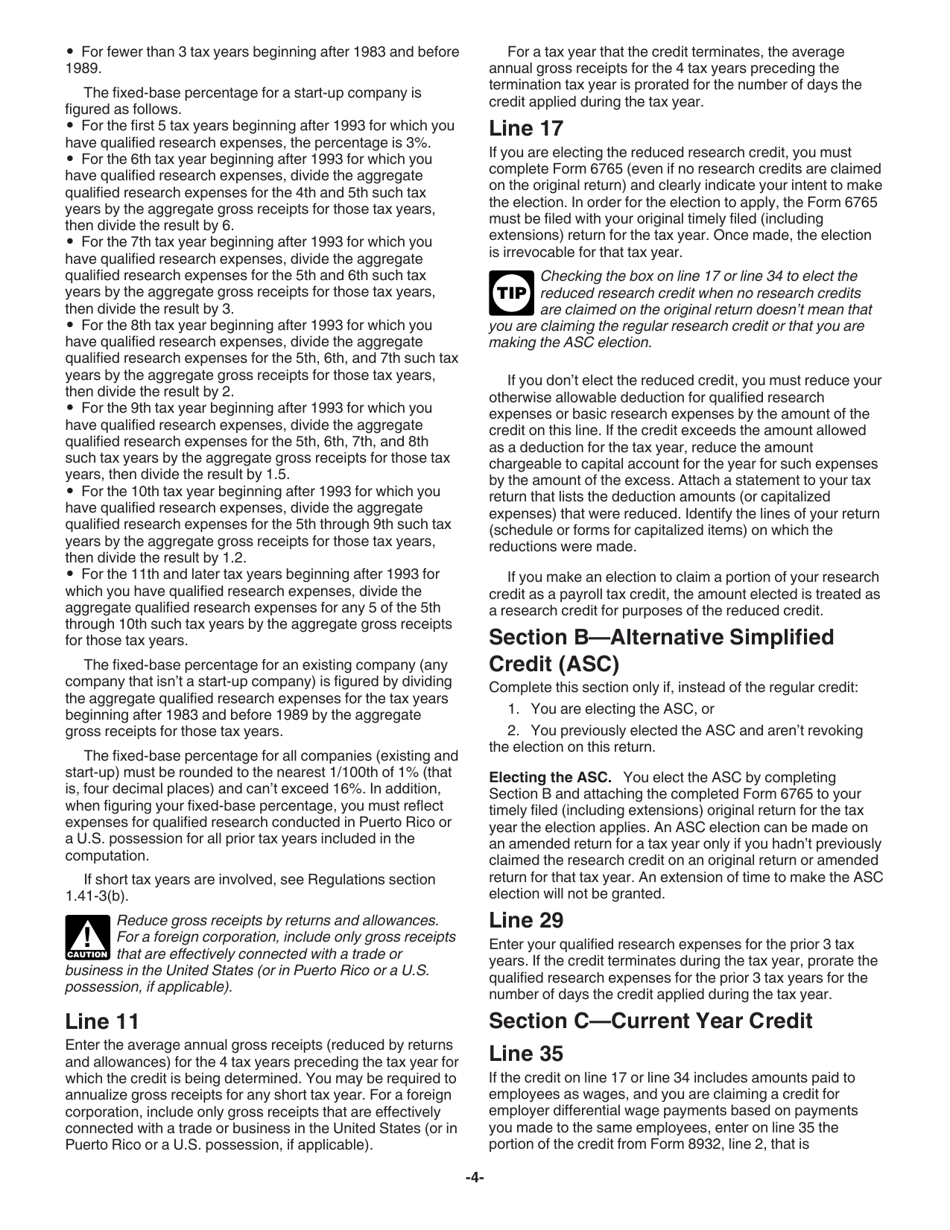 Instructions for IRS Form 6765 Credit for Increasing Research Activities, Page 4