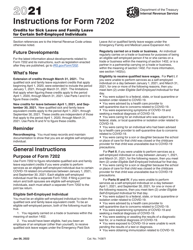 Document preview: Instructions for IRS Form 7202 Credits for Sick Leave and Family Leave for Certain Self-employed Individuals, 2021