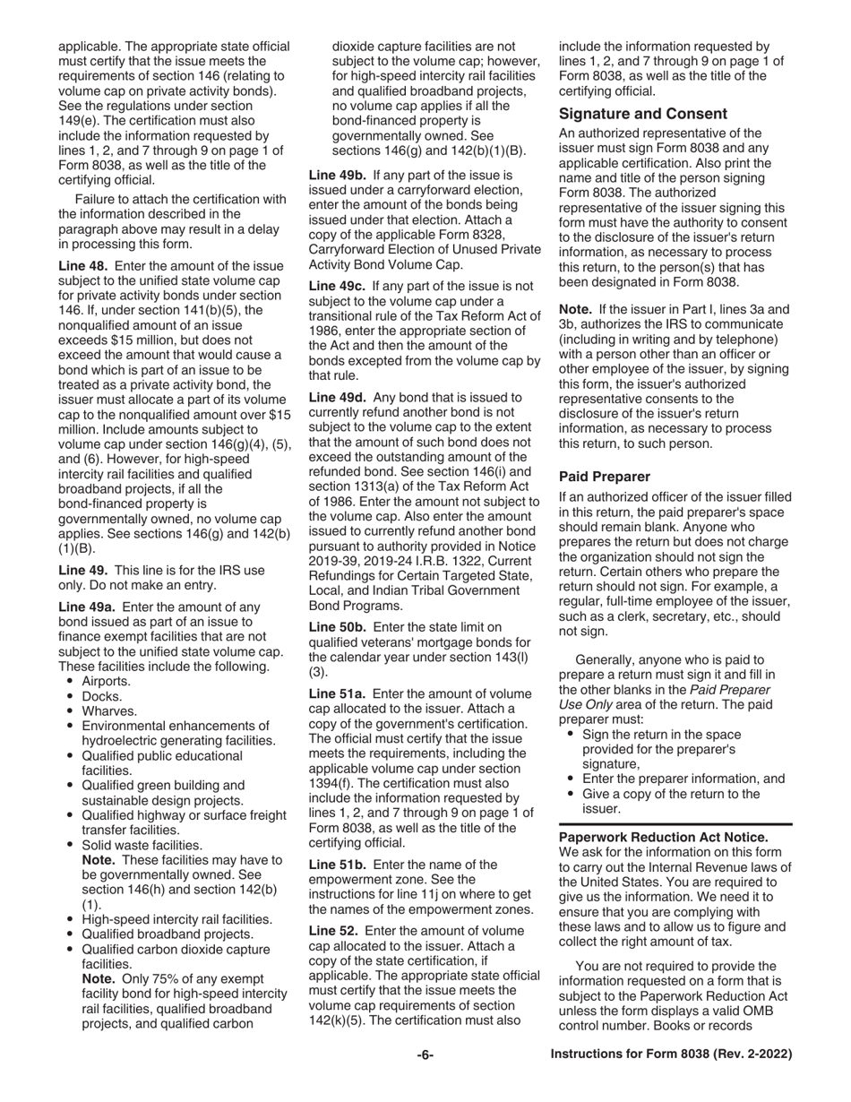 Instructions for IRS Form 8038 Information Return for Tax-Exempt Private Activity Bond Issues, Page 6
