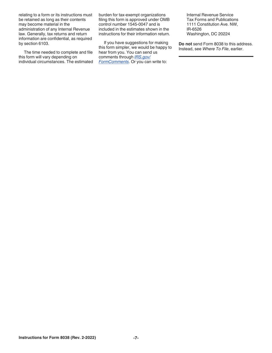 Instructions for IRS Form 8038 Information Return for Tax-Exempt Private Activity Bond Issues, Page 7