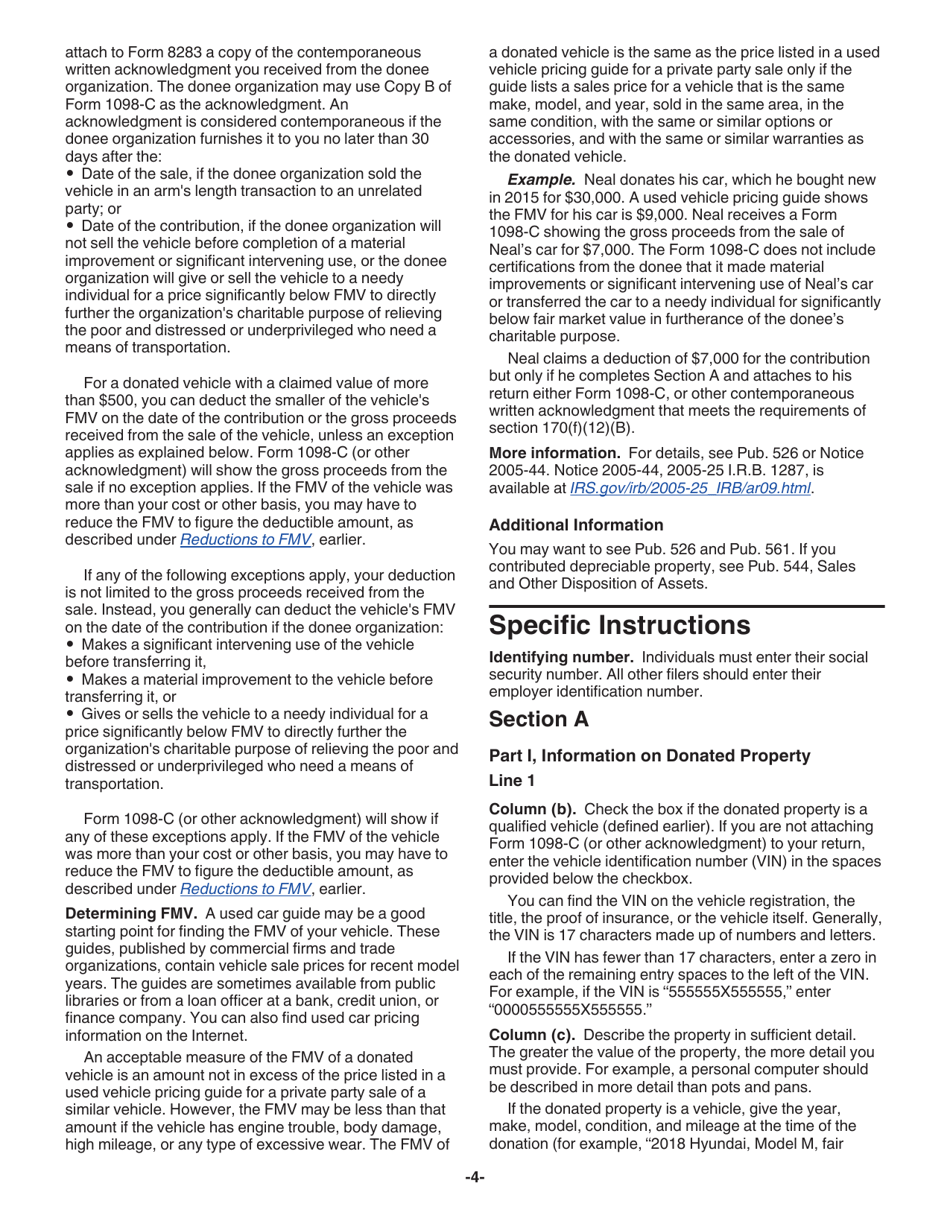 Download Instructions for IRS Form 8283 Noncash Charitable