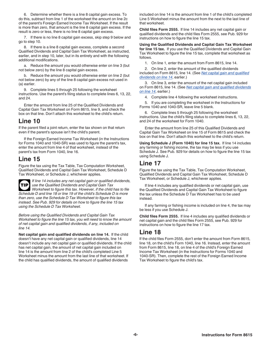 Instructions for IRS Form 8615 Tax for Certain Children Who Have Unearned Income, Page 6