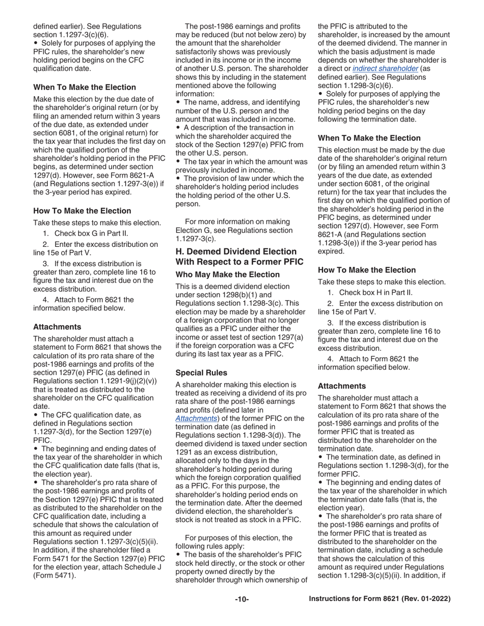 Instructions for IRS Form 8621 Information Return by a Shareholder of a Passive Foreign Investment Company or Qualified Electing Fund, Page 10