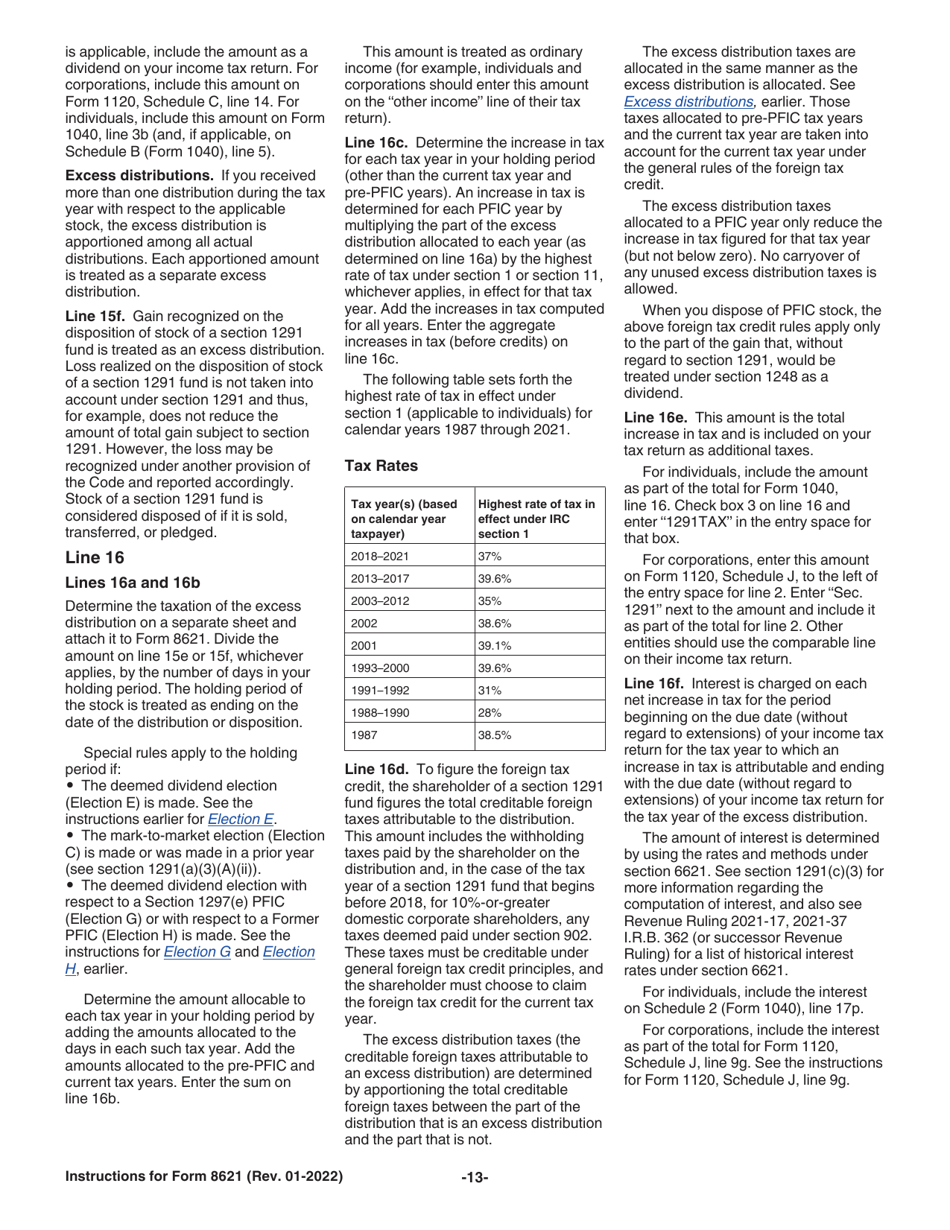 Instructions for IRS Form 8621 Information Return by a Shareholder of a Passive Foreign Investment Company or Qualified Electing Fund, Page 13