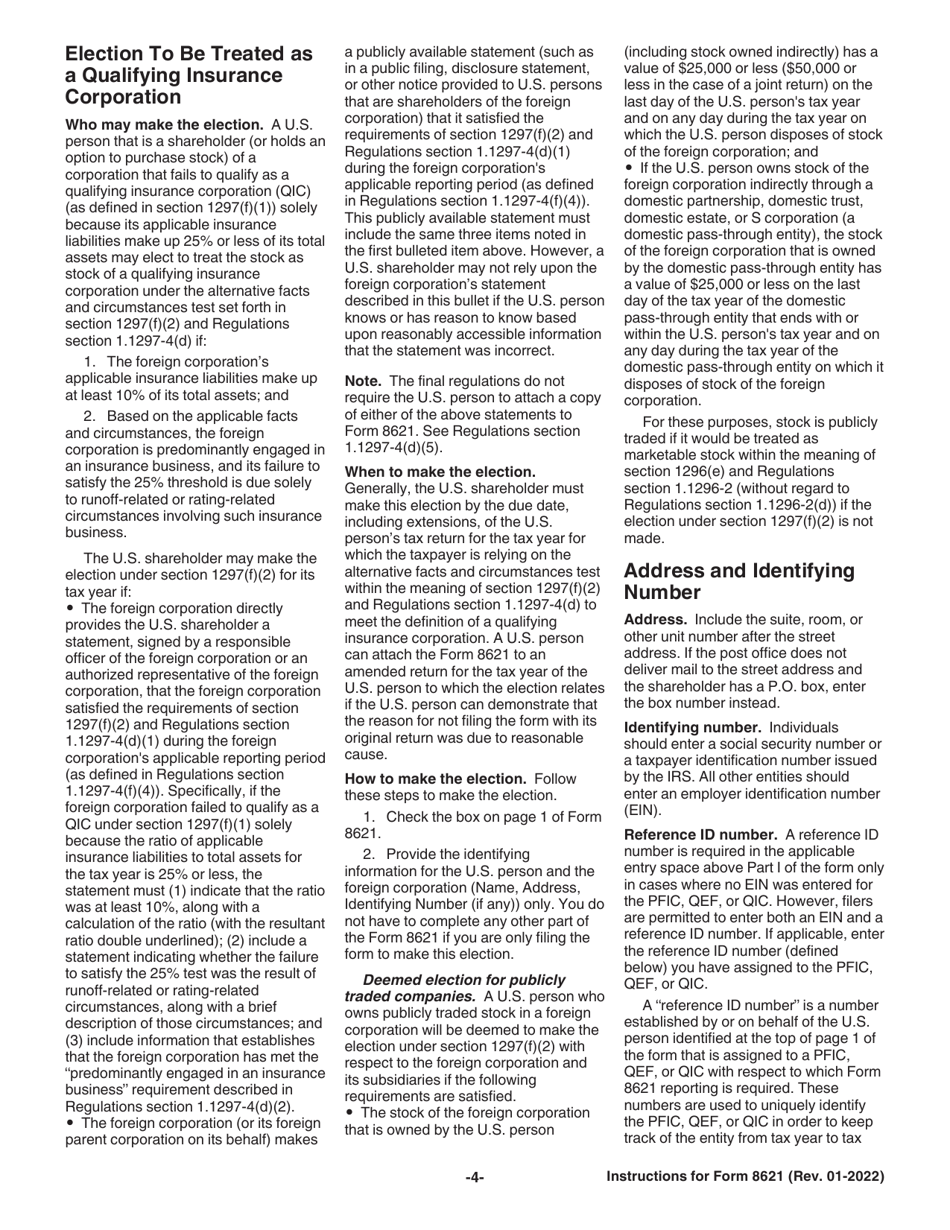 Instructions for IRS Form 8621 Information Return by a Shareholder of a Passive Foreign Investment Company or Qualified Electing Fund, Page 4
