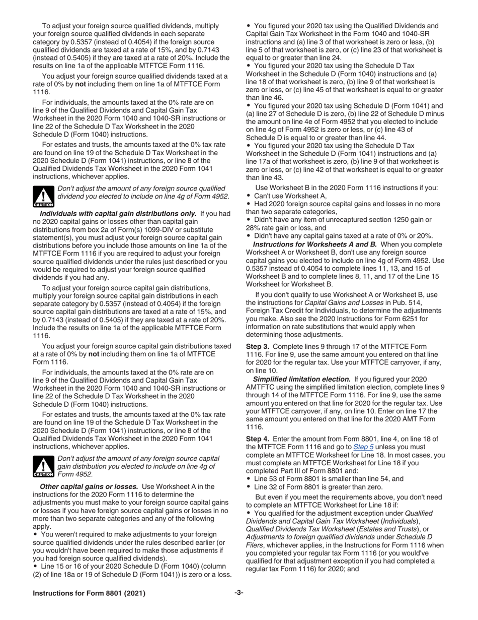 Instructions for IRS Form 8801 Credit for Prior Year Minimum Tax - Individuals, Estates, and Trusts, Page 3