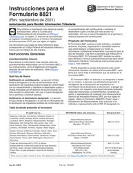 Instrucciones para IRS Formulario 8821 Autorizacion Para Recibir Informacion Tributaria (Spanish)