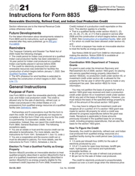 Document preview: Instructions for IRS Form 8835 Renewable Electricity, Refined Coal, and Indian Coal Production Credit