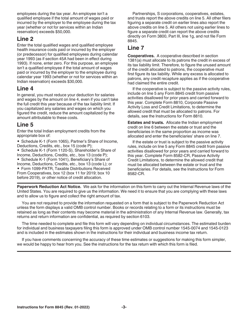 Instructions for IRS Form 8845 Indian Employment Credit, Page 3