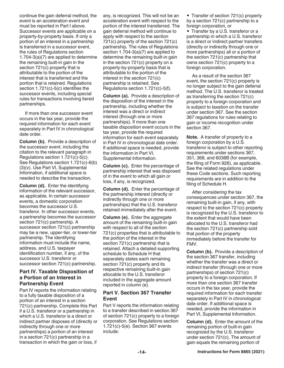 Instructions for IRS Form 8865 Return of U.S. Persons With Respect to Certain Foreign Partnerships, Page 14