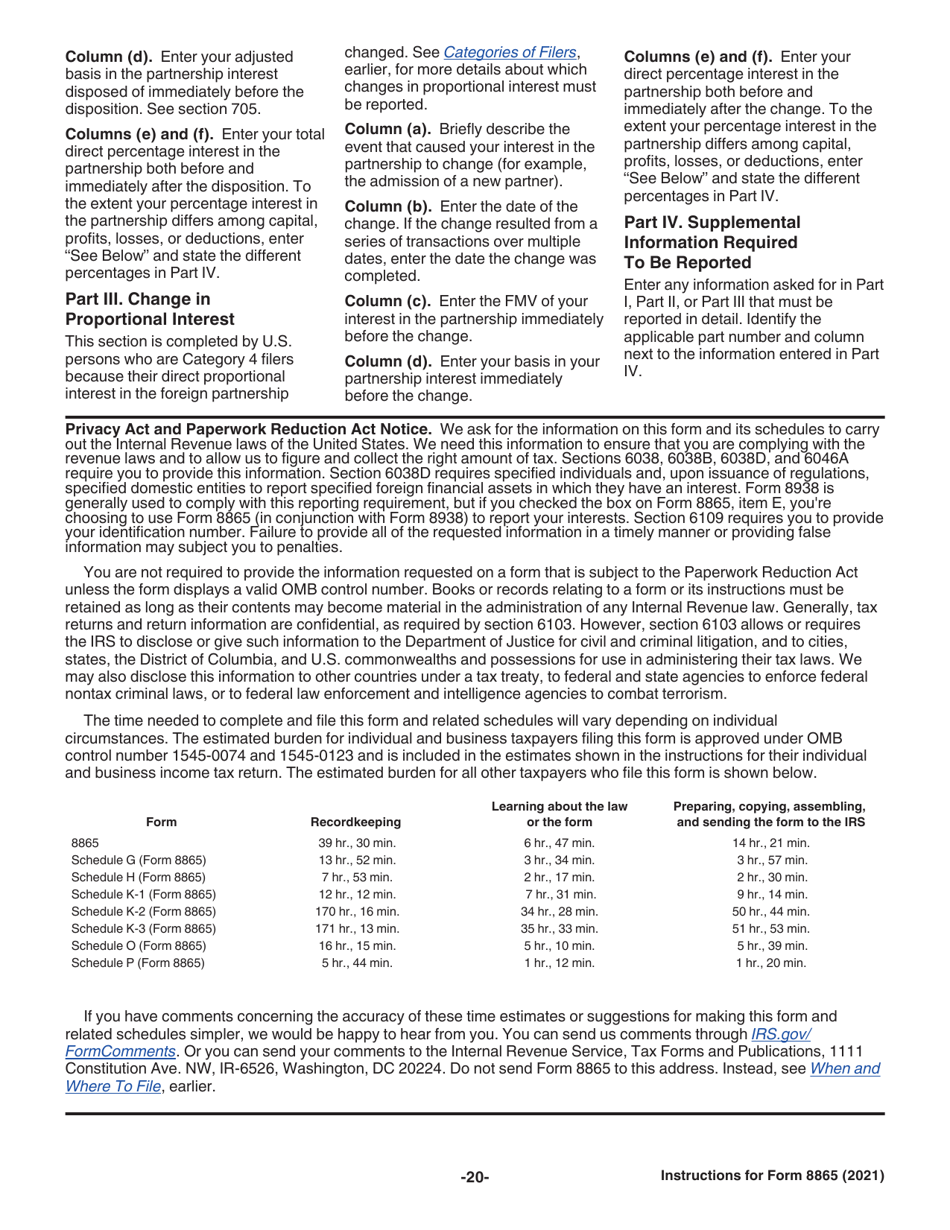 Instructions for IRS Form 8865 Return of U.S. Persons With Respect to Certain Foreign Partnerships, Page 20