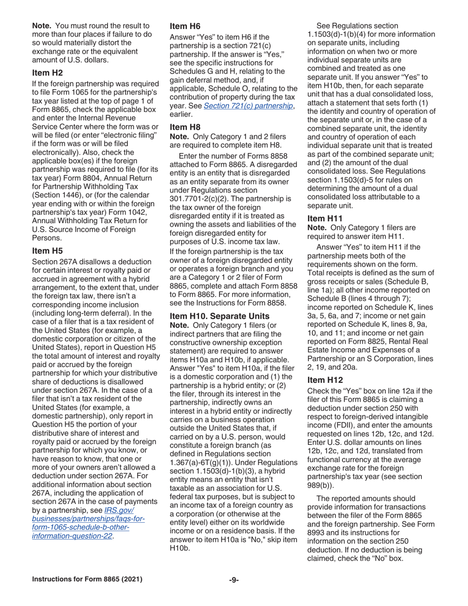 Instructions for IRS Form 8865 Return of U.S. Persons With Respect to Certain Foreign Partnerships, Page 9