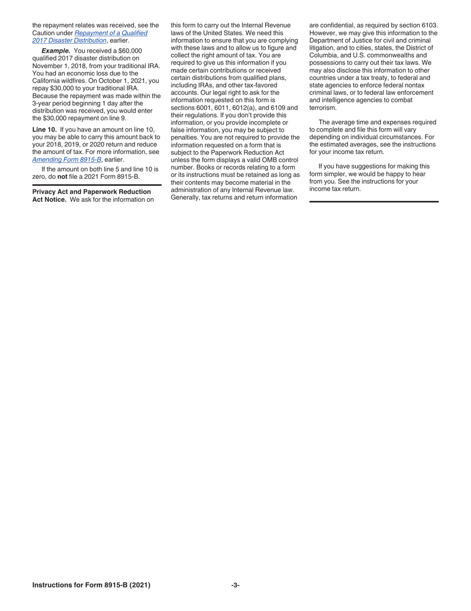 Instructions for IRS Form 8915-B Qualified 2017 Disaster Retirement Plan Distributions and Repayments, Page 3