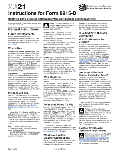 IRS Form 8915-D 2021 Printable Pdf