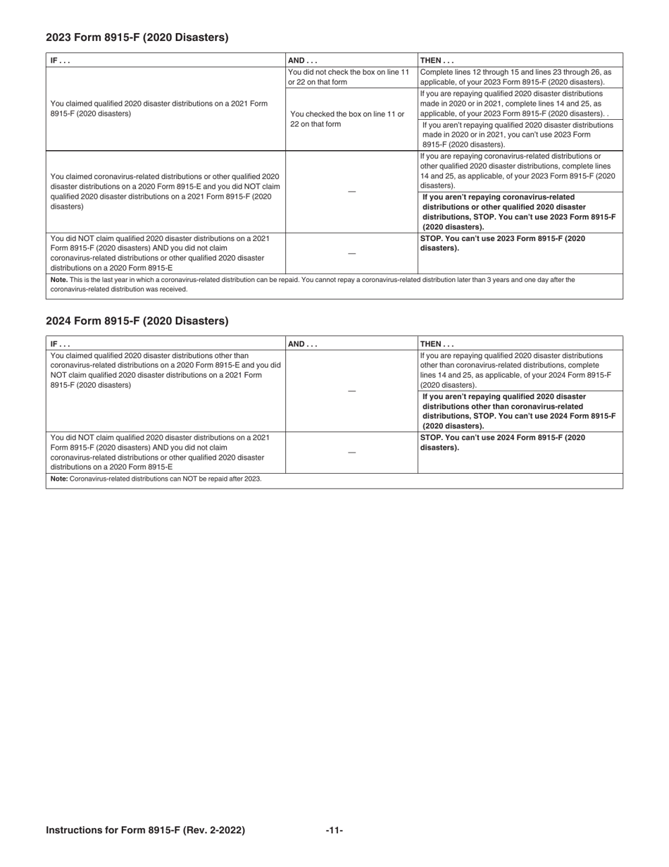 Download Instructions For IRS Form 8915 F Qualified Disaster Retirement 