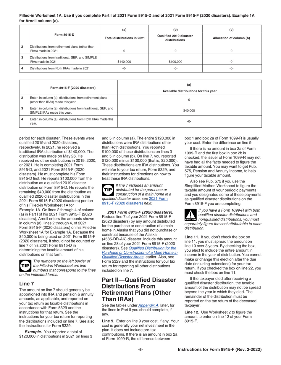 Download Instructions for IRS Form 8915F Qualified Disaster Retirement