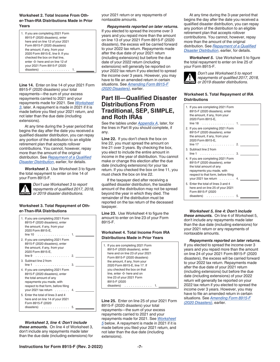 Download Instructions for IRS Form 8915F Qualified Disaster Retirement