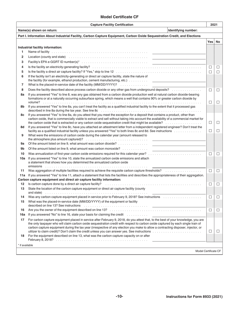 Instructions for IRS Form 8933 Carbon Oxide Sequestration Credit, Page 10