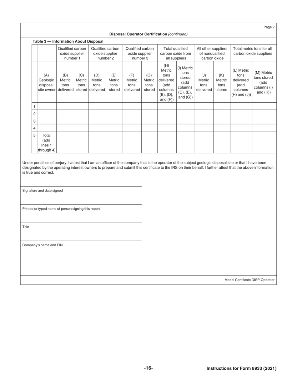 Instructions for IRS Form 8933 Carbon Oxide Sequestration Credit, Page 16