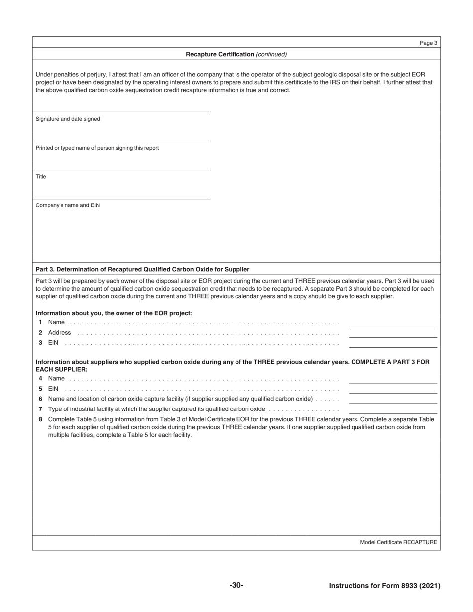 Instructions for IRS Form 8933 Carbon Oxide Sequestration Credit, Page 30