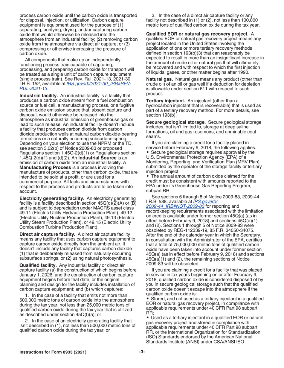 Instructions for IRS Form 8933 Carbon Oxide Sequestration Credit, Page 3