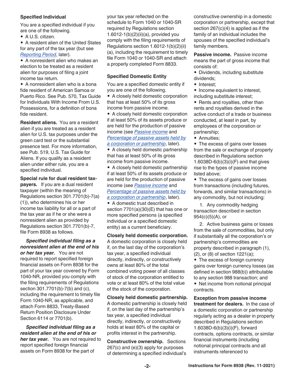 Instructions for IRS Form 8938 Statement of Specified Foreign Financial Assets, Page 2