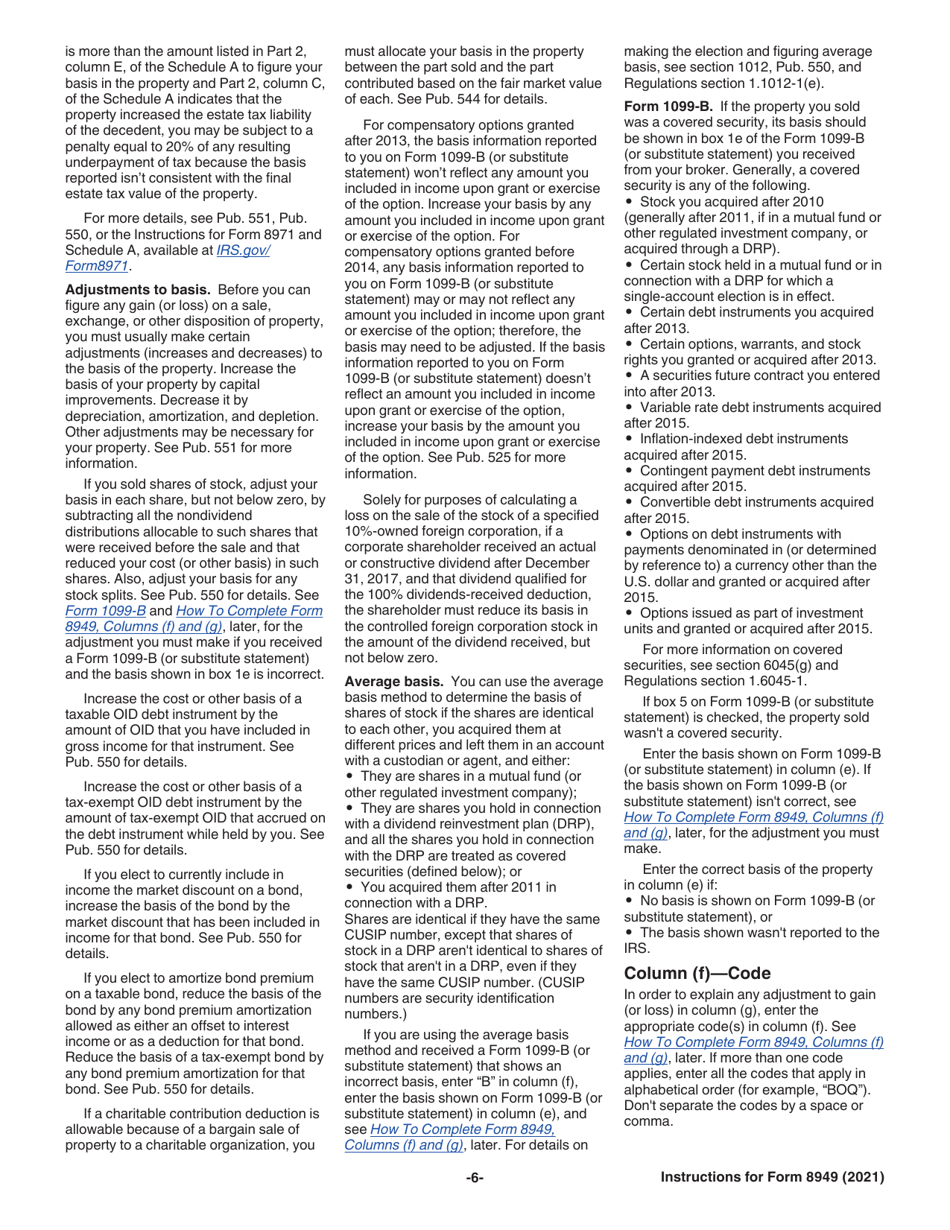 Instructions for IRS Form 8949 Sales and Other Dispositions of Capital Assets, Page 6