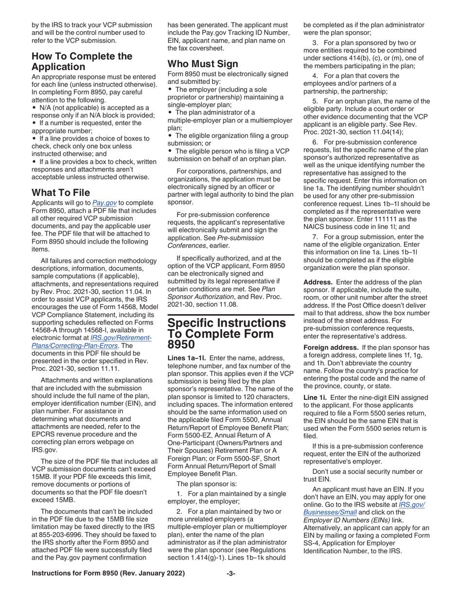 Download Instructions for IRS Form 8950 Application for Voluntary