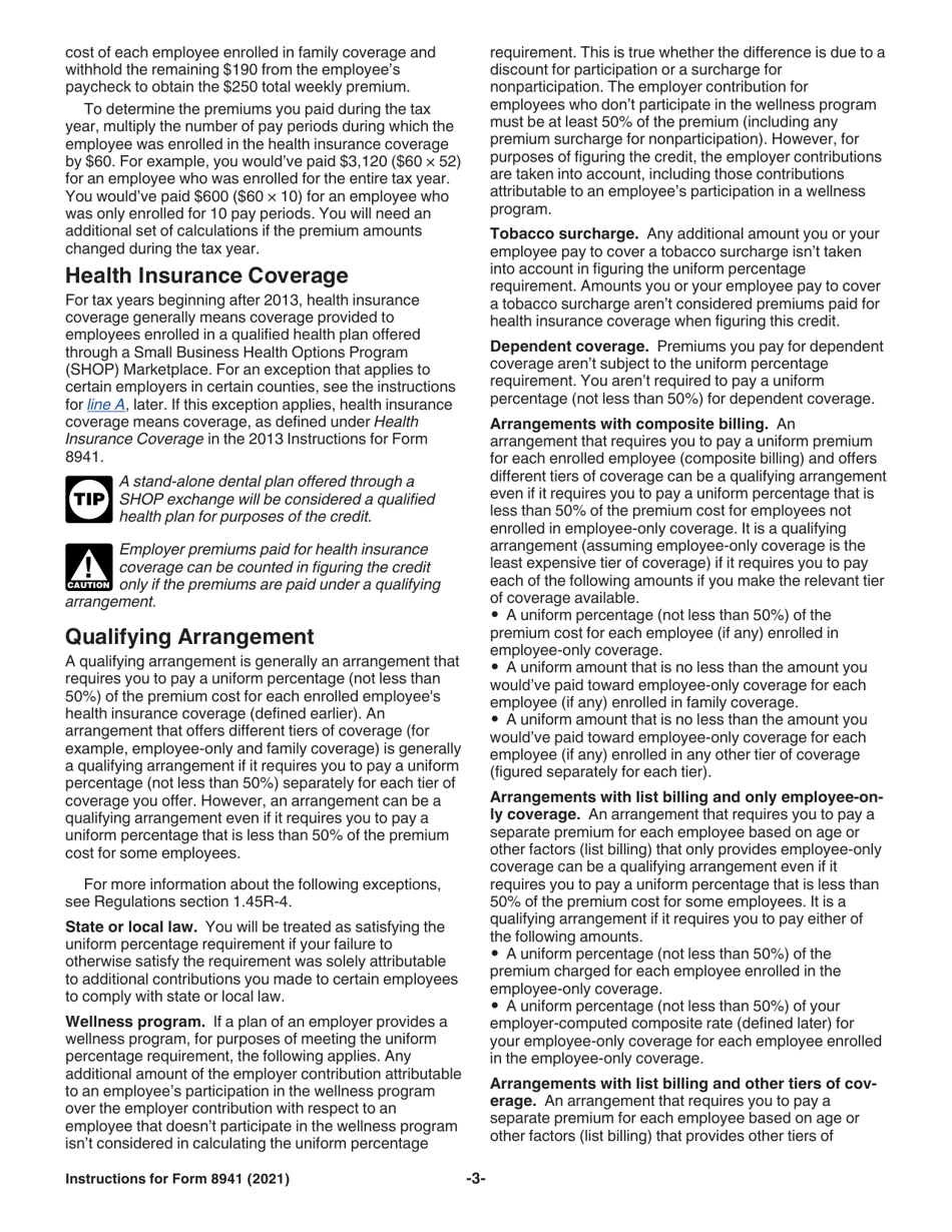 Instructions for IRS Form 8941 Credit for Small Employer Health Insurance Premiums, Page 3
