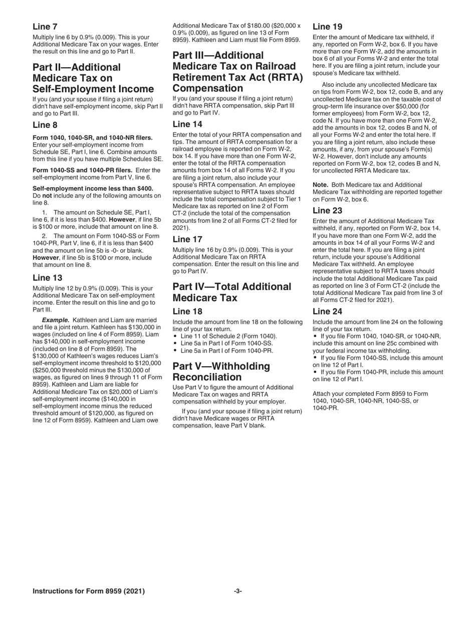Instructions for IRS Form 8959 Additional Medicare Tax, Page 3