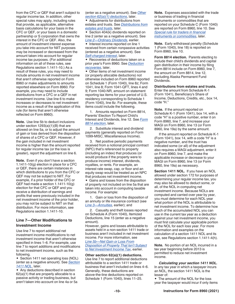 Instructions for IRS Form 8960 Net Investment Income Tax - Individuals, Estates, and Trusts, Page 10