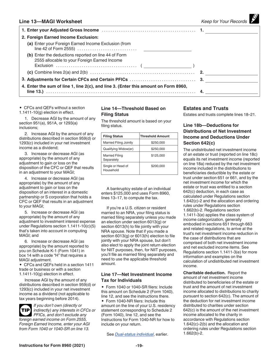 Instructions for IRS Form 8960 Net Investment Income Tax - Individuals, Estates, and Trusts, Page 19
