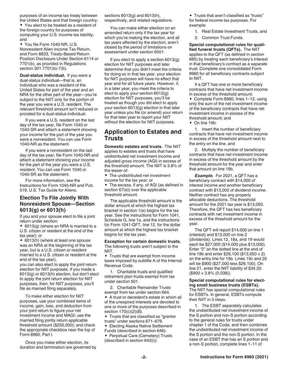 Instructions for IRS Form 8960 Net Investment Income Tax - Individuals, Estates, and Trusts, Page 2