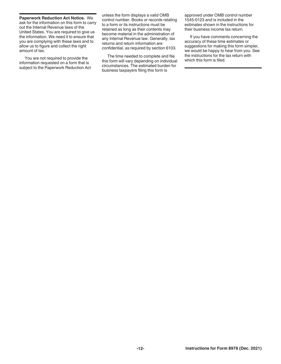 Instructions for IRS Form 8978 Partners Additional Reporting Year Tax, Page 12