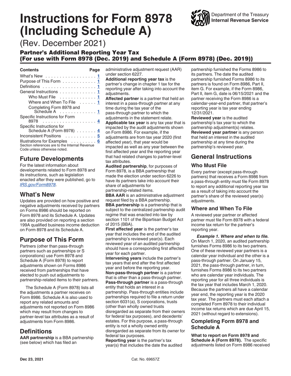 Instructions for IRS Form 8978 Partners Additional Reporting Year Tax, Page 1