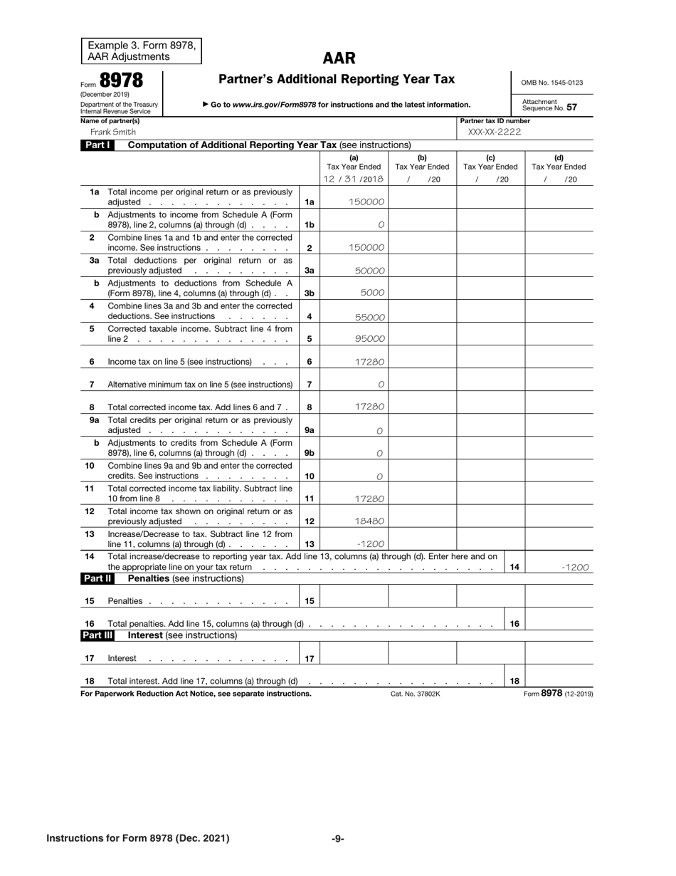 Instructions for IRS Form 8978 Partners Additional Reporting Year Tax, Page 9