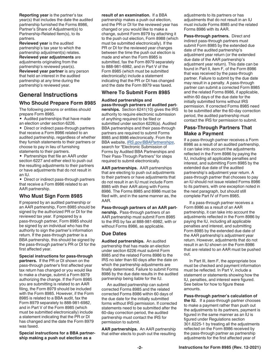 Instructions for IRS Form 8985, 8985-V, Page 2