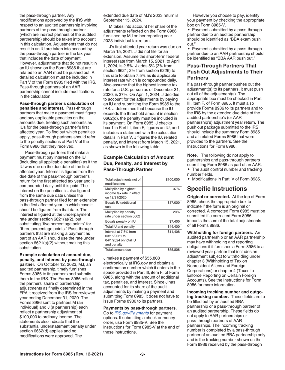 Instructions for IRS Form 8985, 8985-V, Page 3